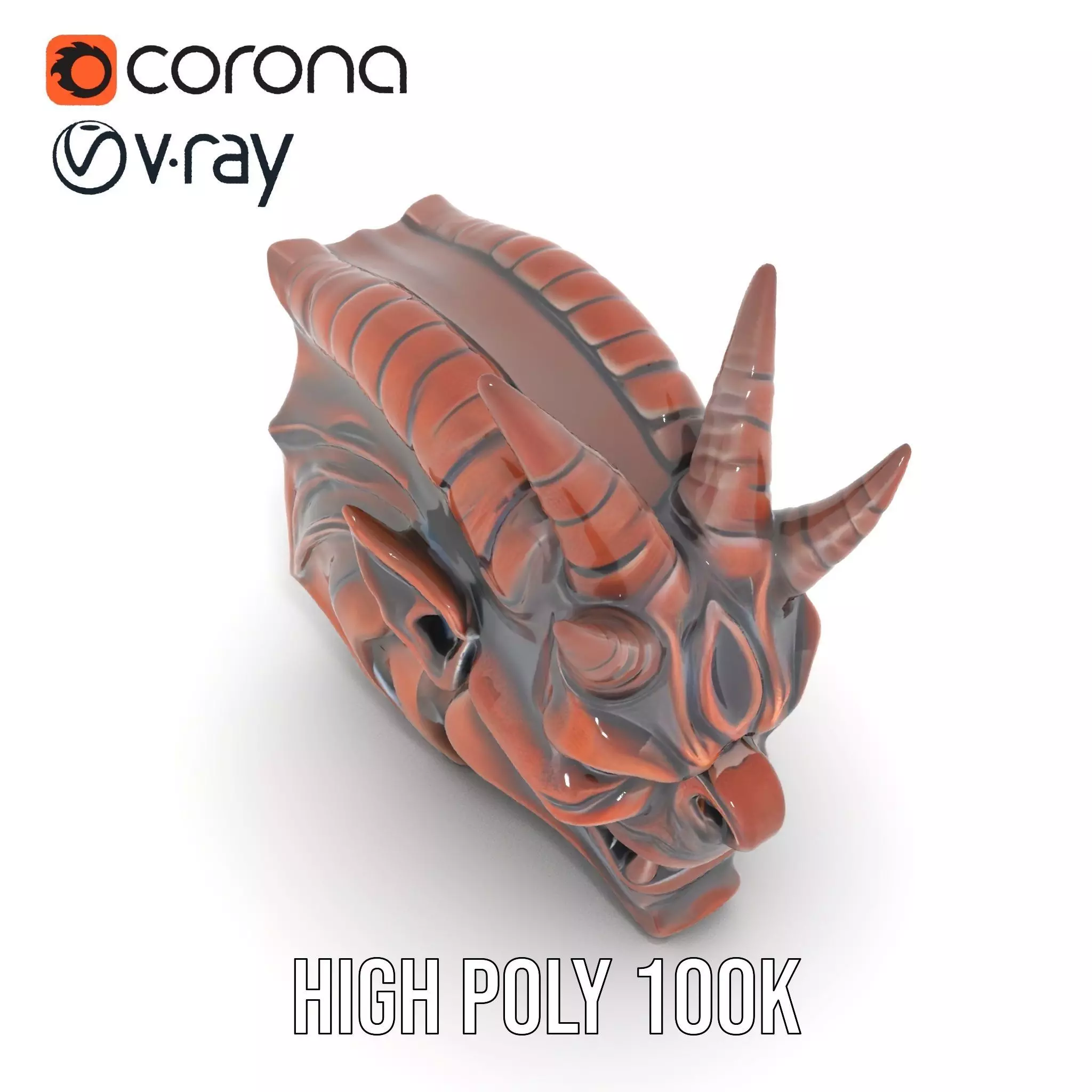 Fiery Demon Head model pack Low-poly 3D model_29