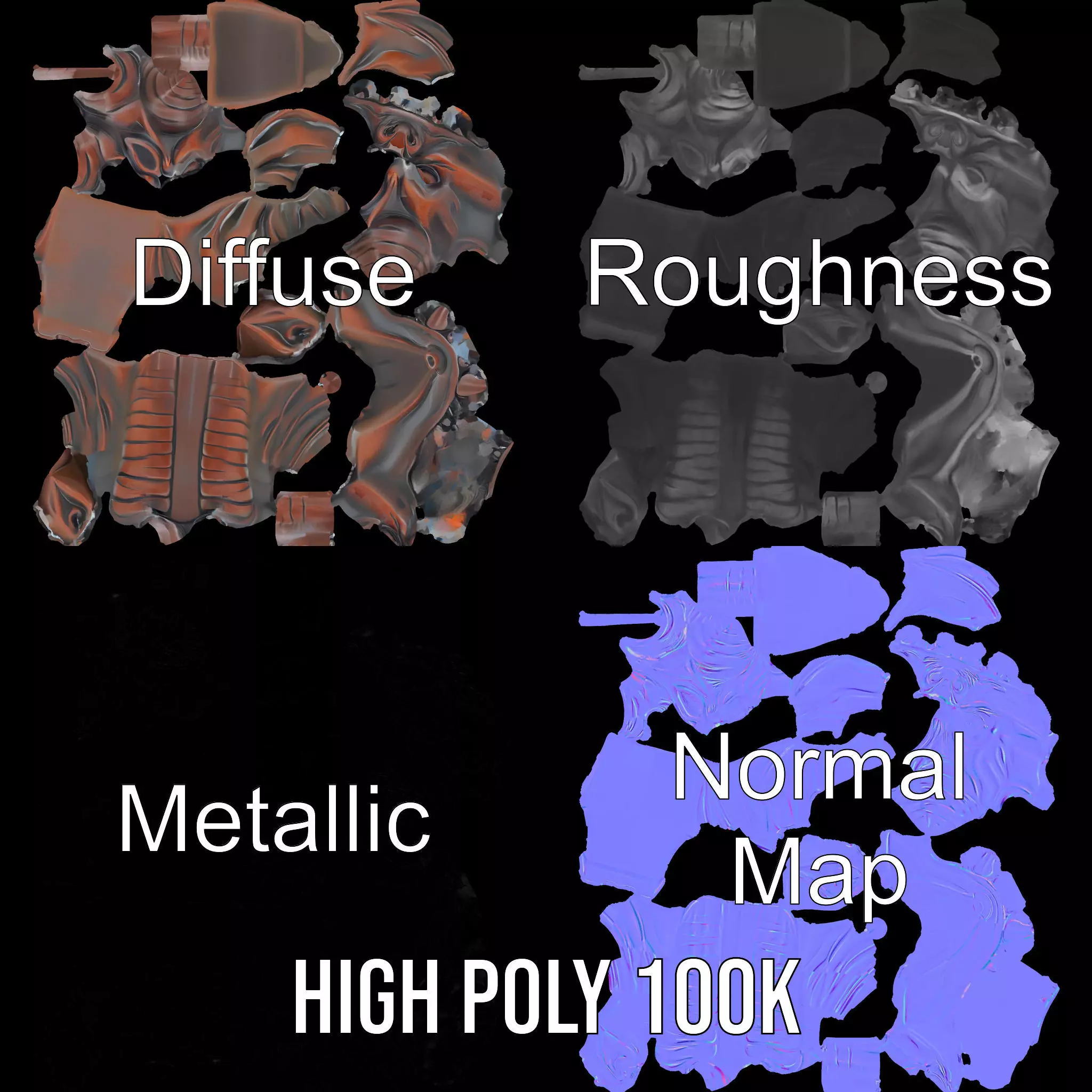 Fiery Demon Head model pack Low-poly 3D model_4