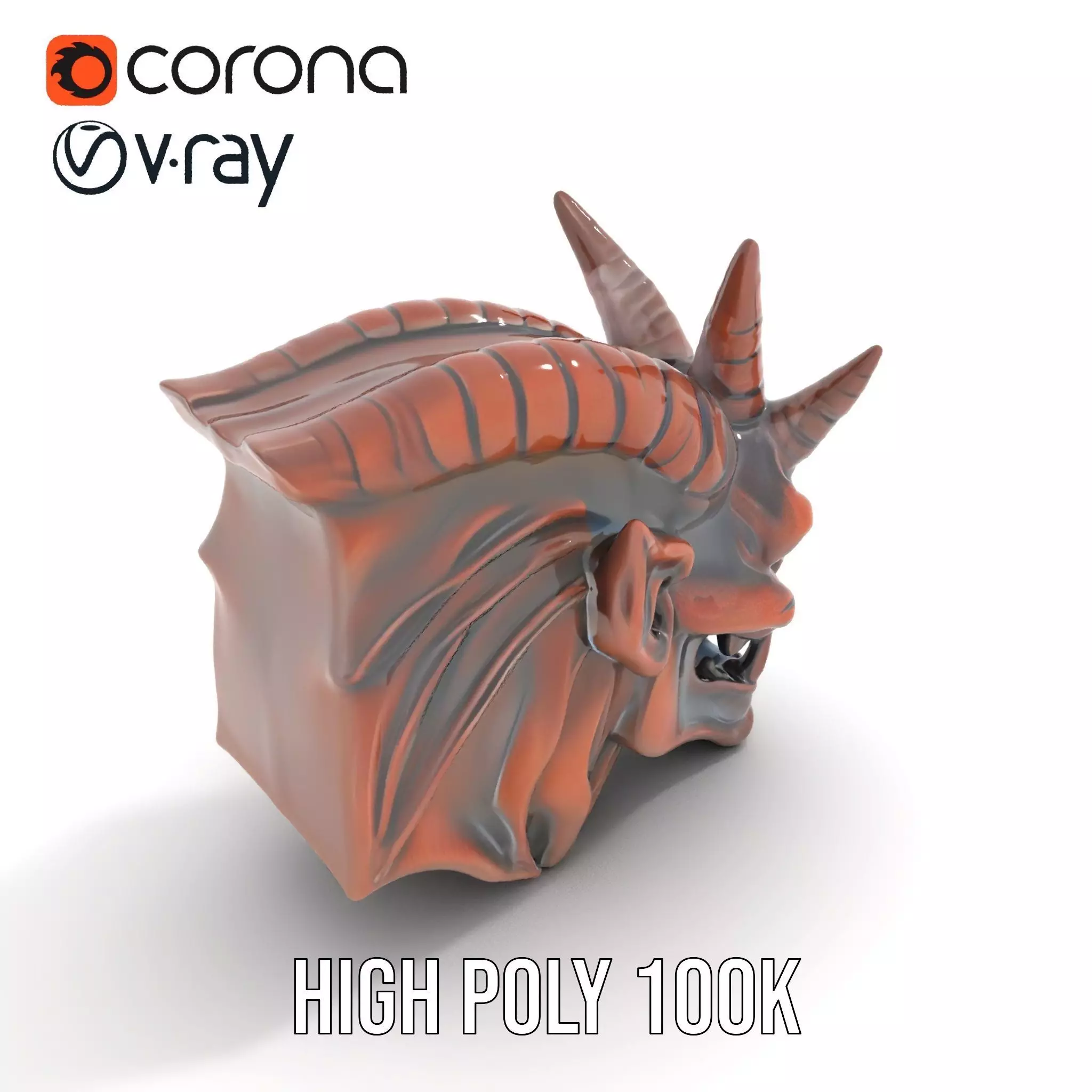 Fiery Demon Head model pack Low-poly 3D model_19
