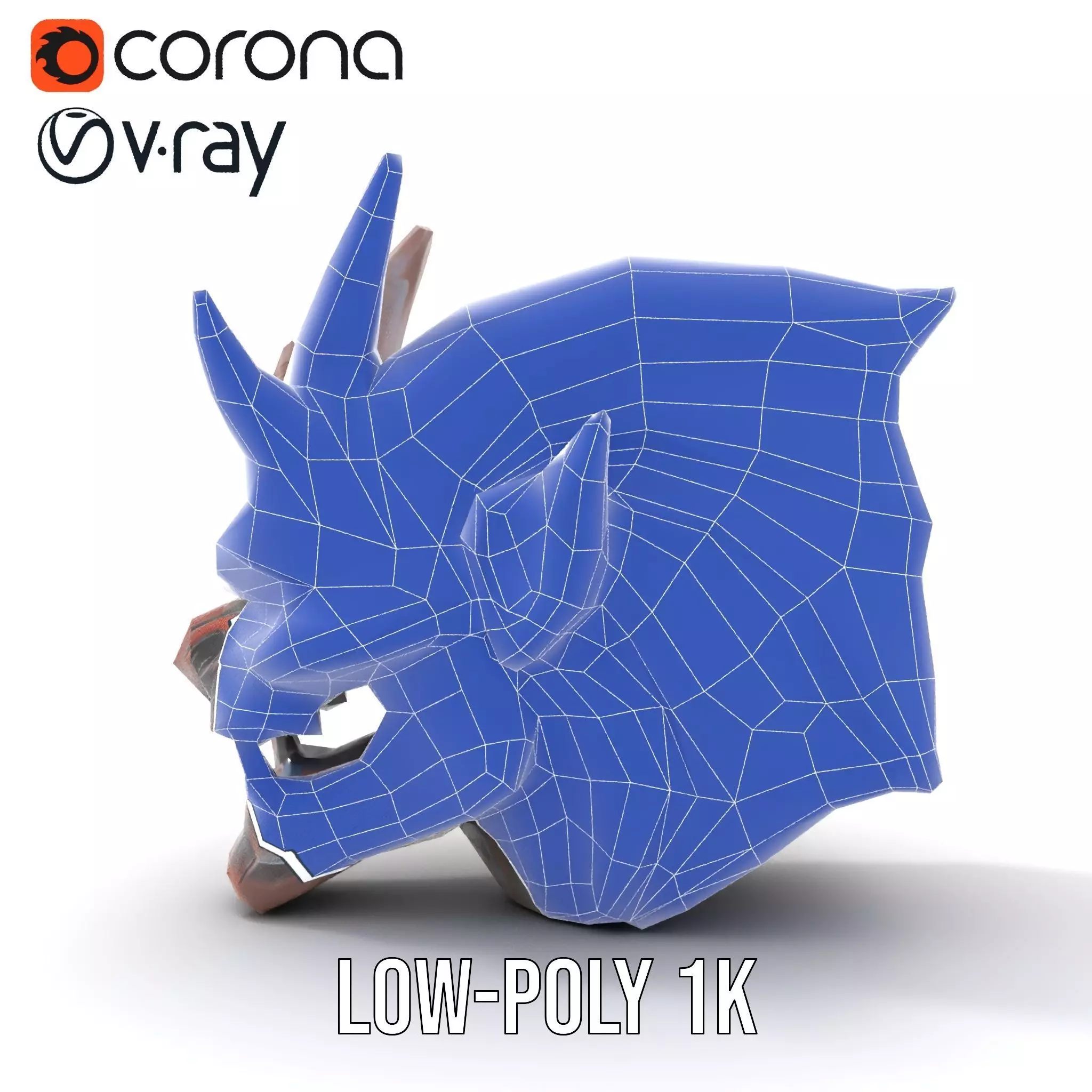 Fiery Demon Head model pack Low-poly 3D model_23