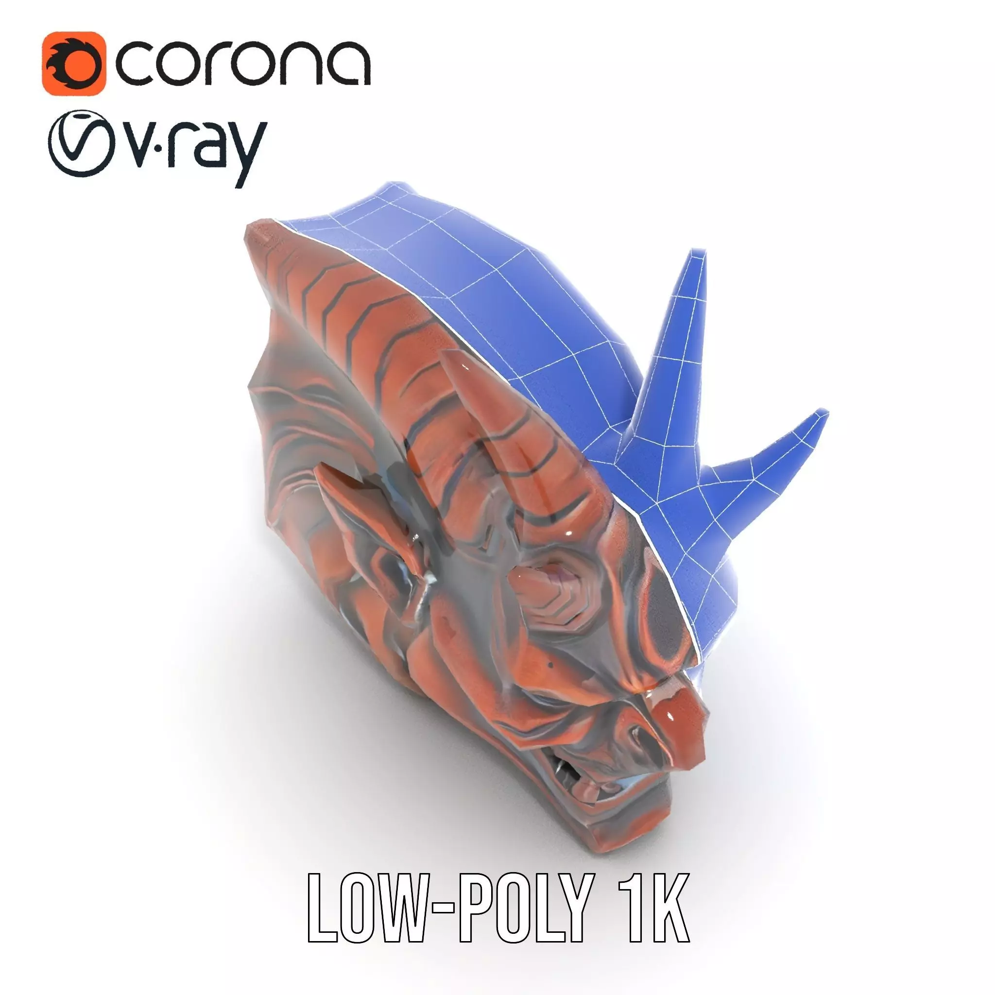 Fiery Demon Head model pack Low-poly 3D model_26