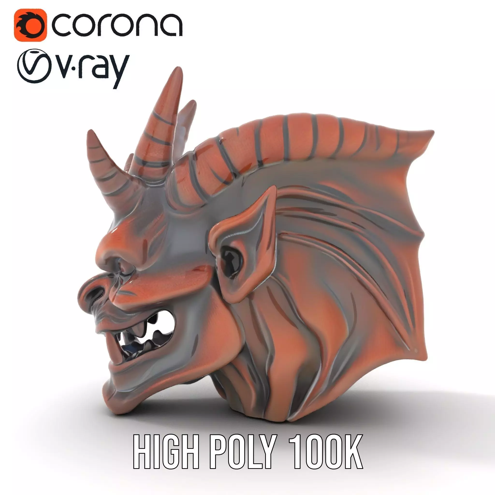 Fiery Demon Head model pack Low-poly 3D model_24