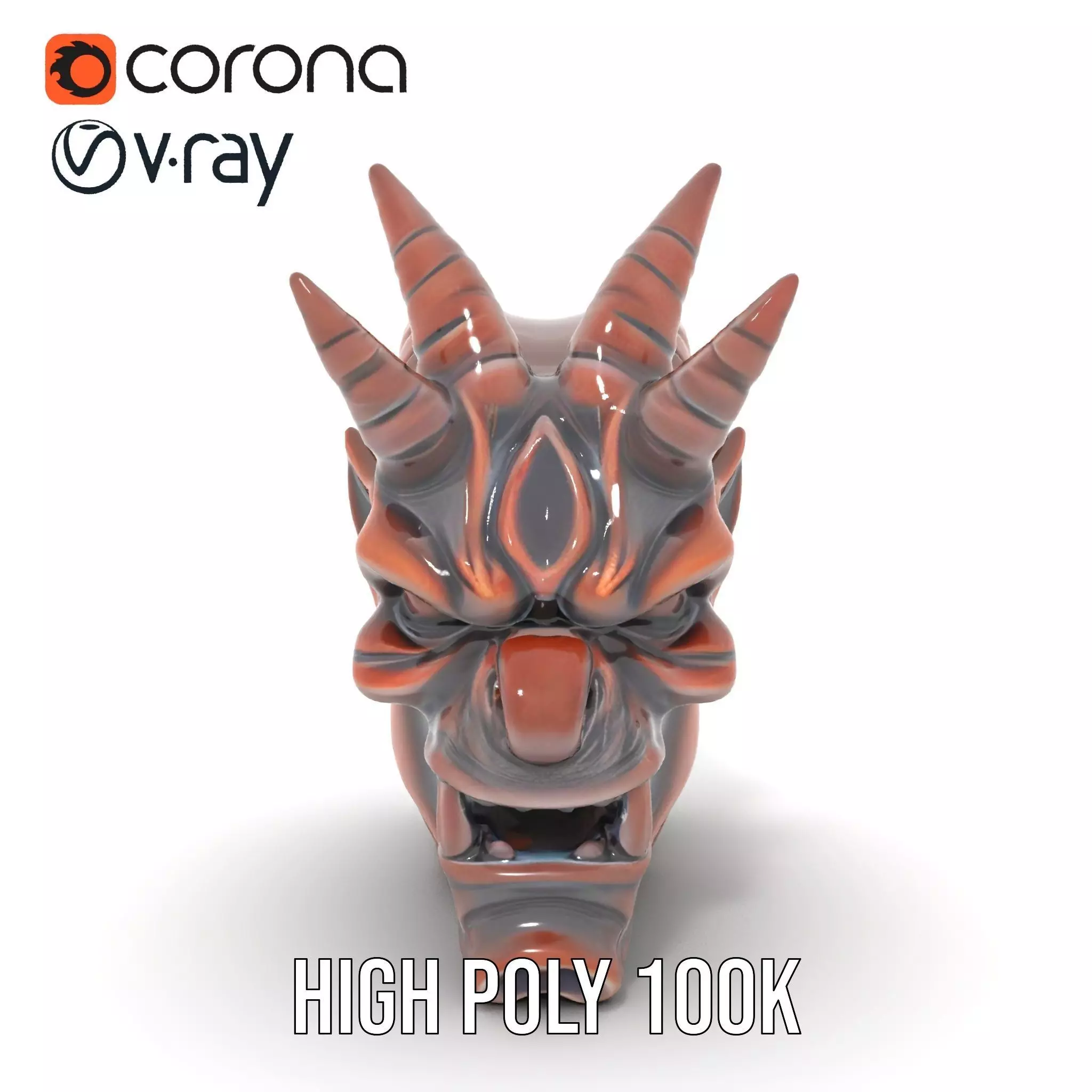 Fiery Demon Head model pack Low-poly 3D model_16
