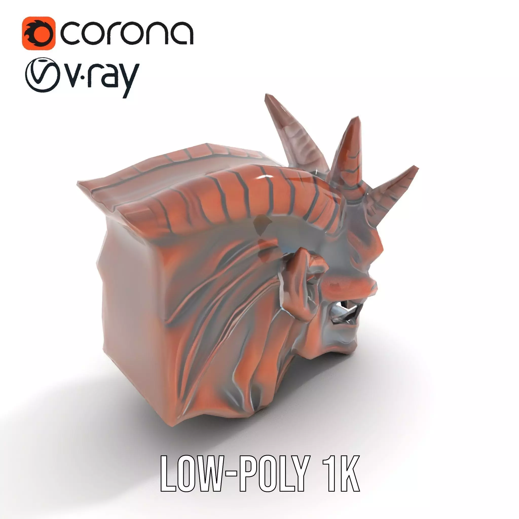 Fiery Demon Head model pack Low-poly 3D model_10
