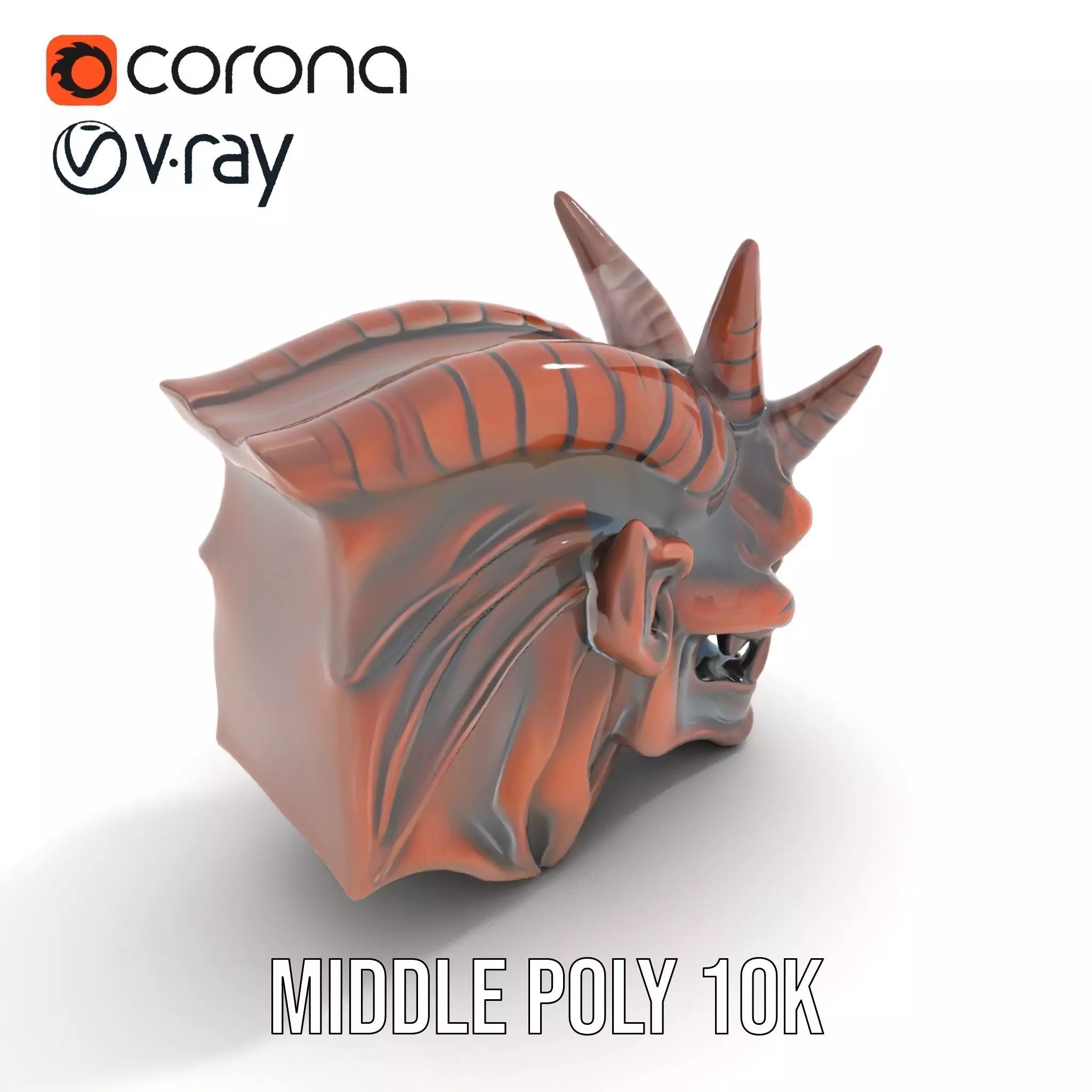 Fiery Demon Head model pack Low-poly 3D model_7