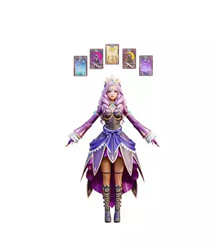 Card Magic Girl Low-poly 3D model
