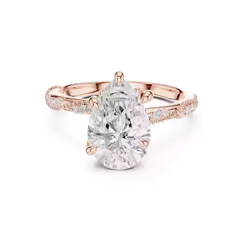 Pear Cut Diamond Milgrain Design Wedding Ring 3DM STL Video