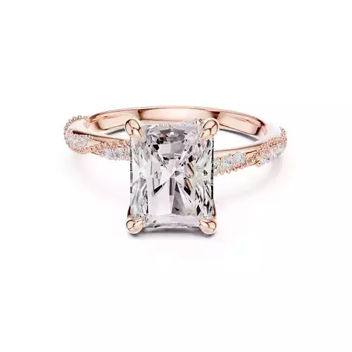 Radiant Cut Diamond Milgrain Design Wedding Ring 3DM STL Video