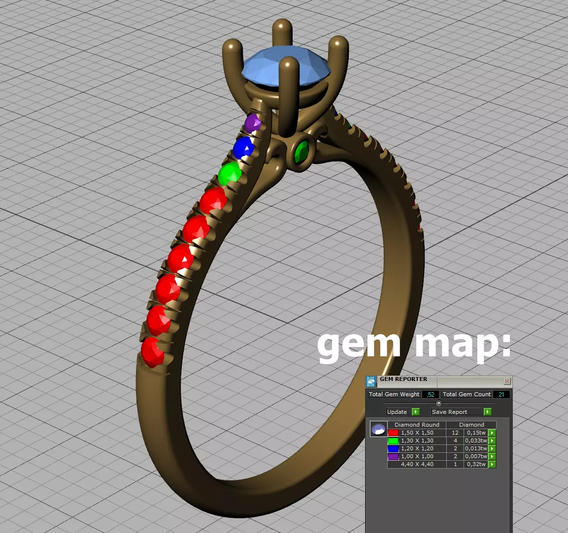 Engagement Ring Solitaire Camila 30 pointer diamond 3dprint ring 3D print model_11