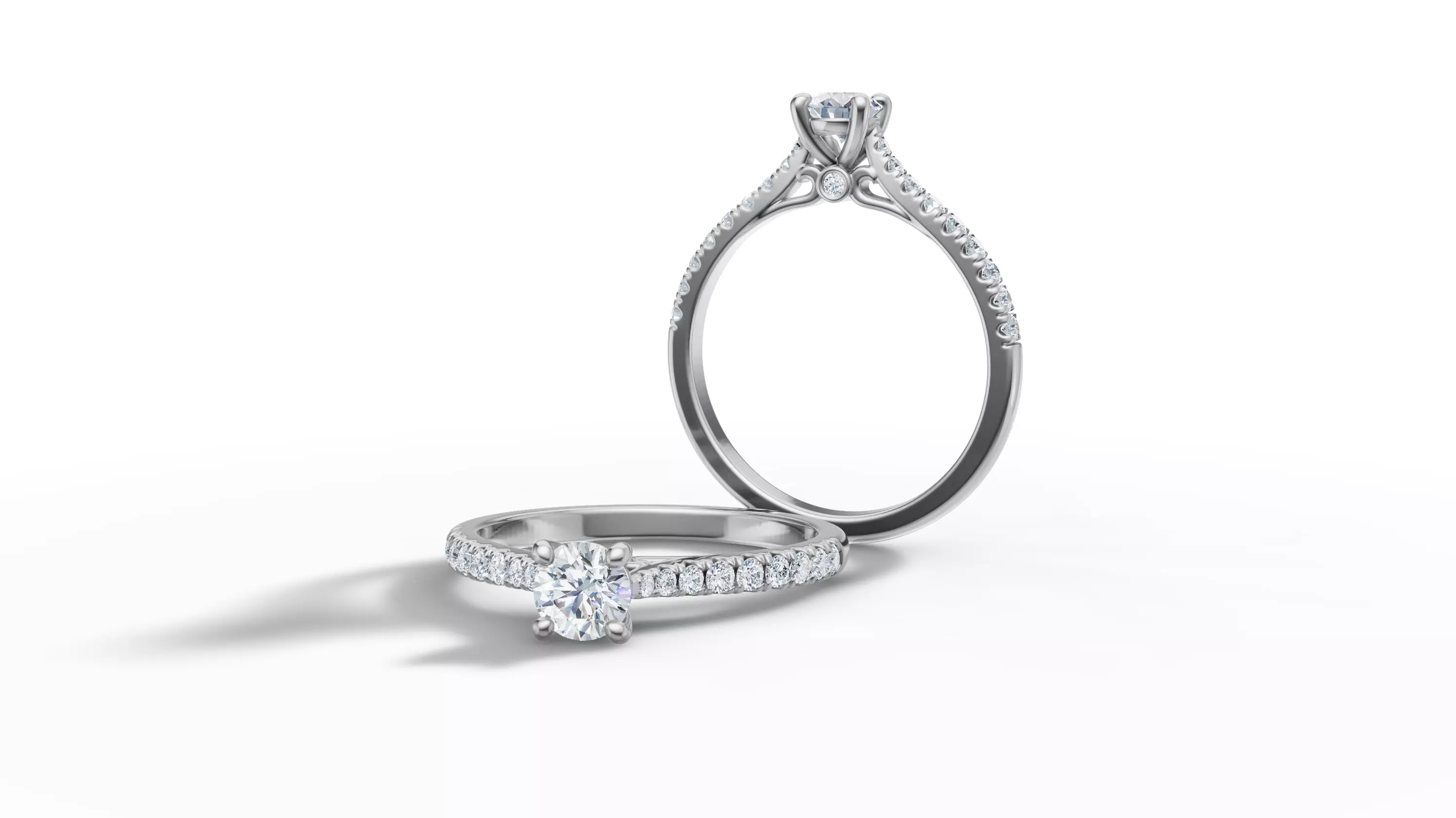 Engagement Ring Solitaire Camila 30 pointer diamond 3dprint ring 3D print model_3