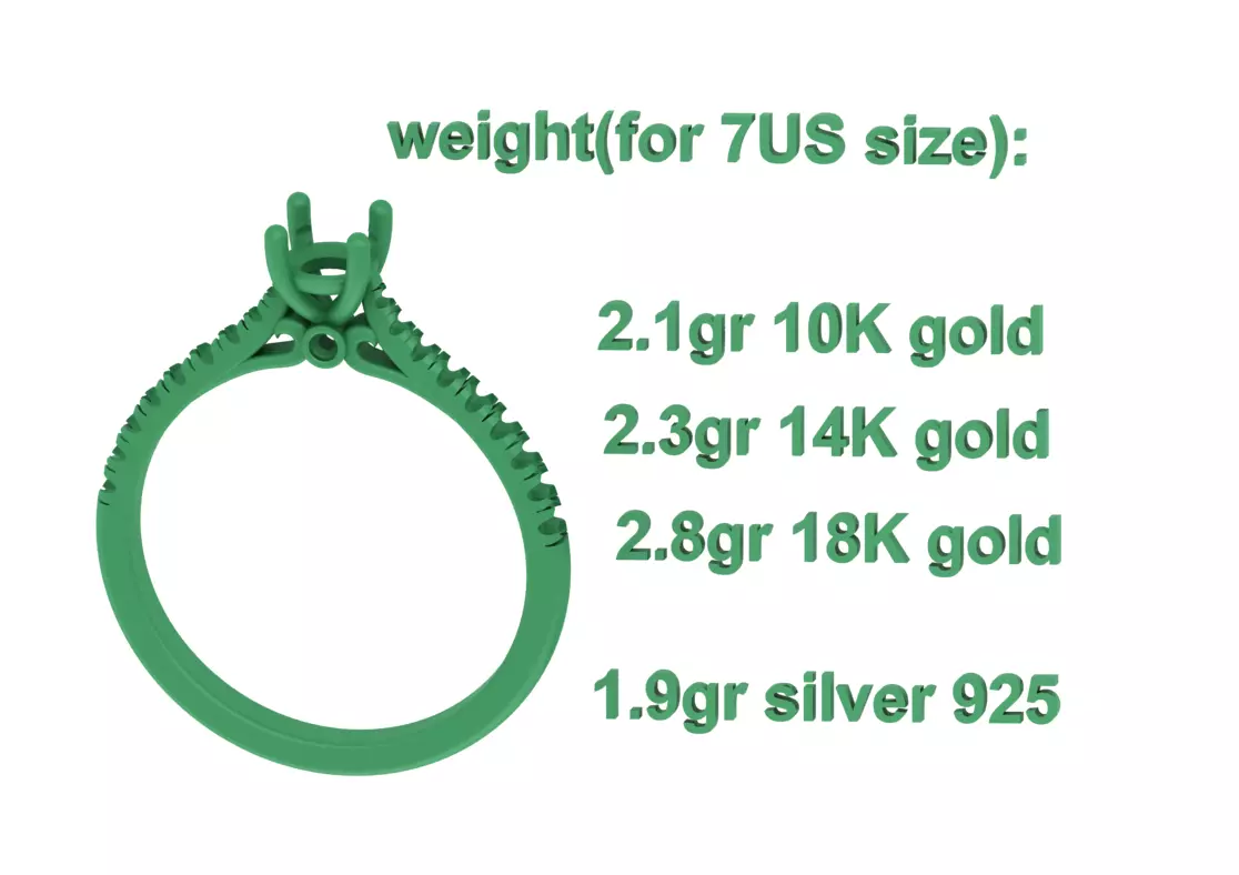 Engagement Ring Solitaire Camila 30 pointer diamond 3dprint ring 3D print model_12