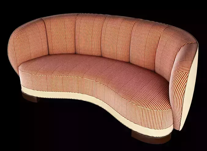  Danish Banana Form Curved Sofa 