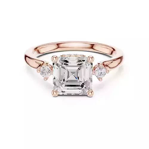 Asscher Cut Diamond Engagement Wedding Ring 3DM STL Video 3D print model