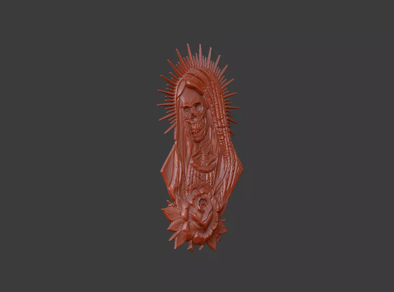 skull church aura Maria born cross medal rose die 3D print model_6