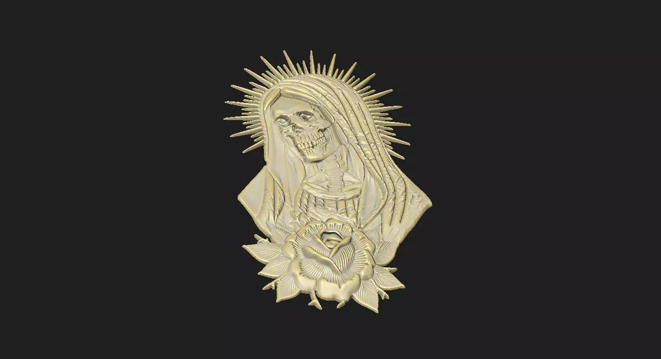 skull church aura Maria born cross medal rose die 3D print model_5