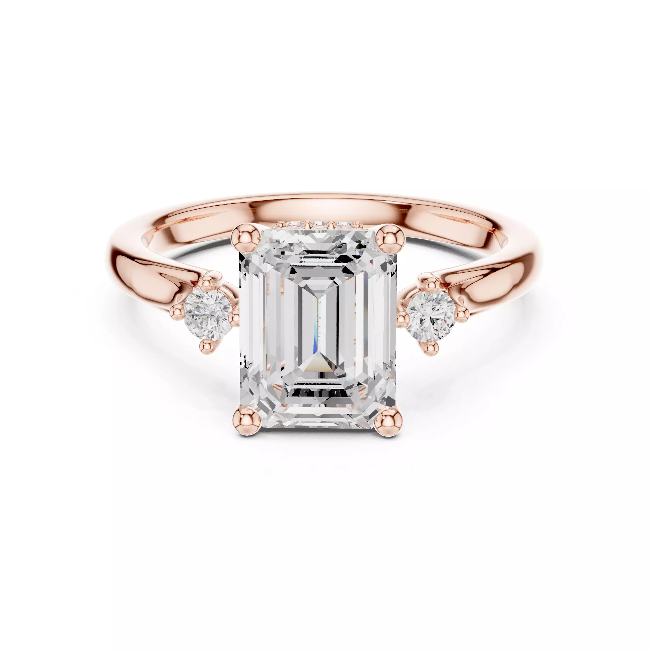 Emerald Cut Diamond Engagement Wedding Ring 3DM STL Video 3D print model