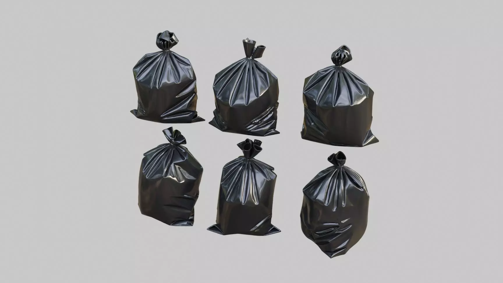 Black Garbage Bags Low-poly 3D model_4