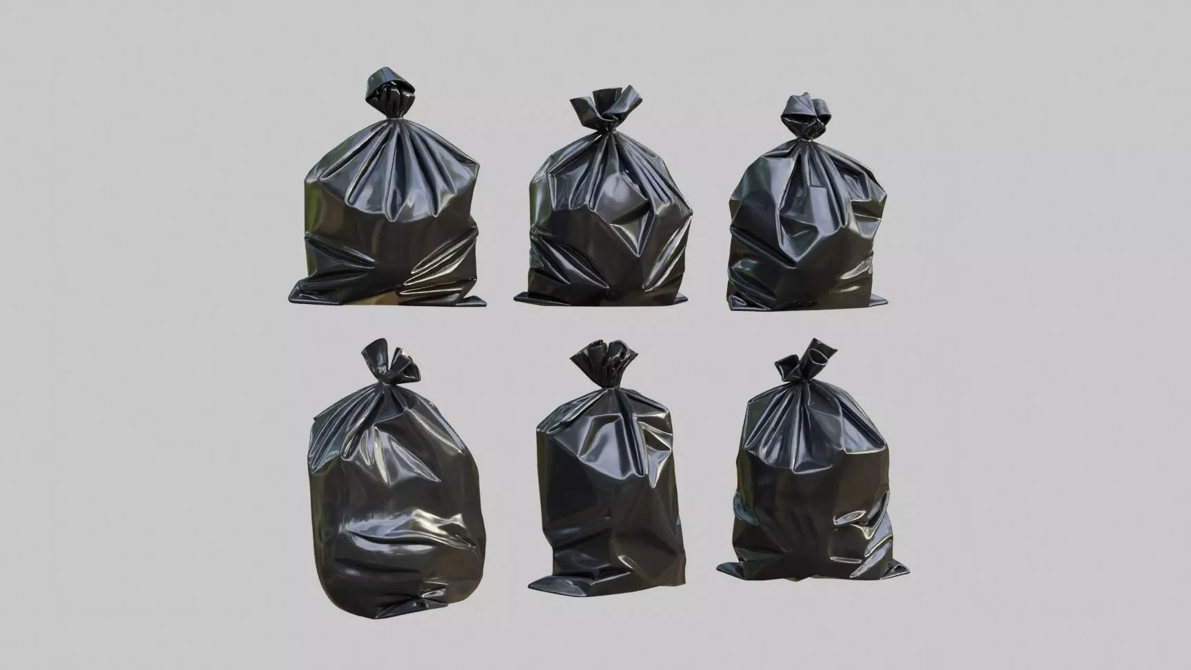 Black Garbage Bags Low-poly 3D model_5