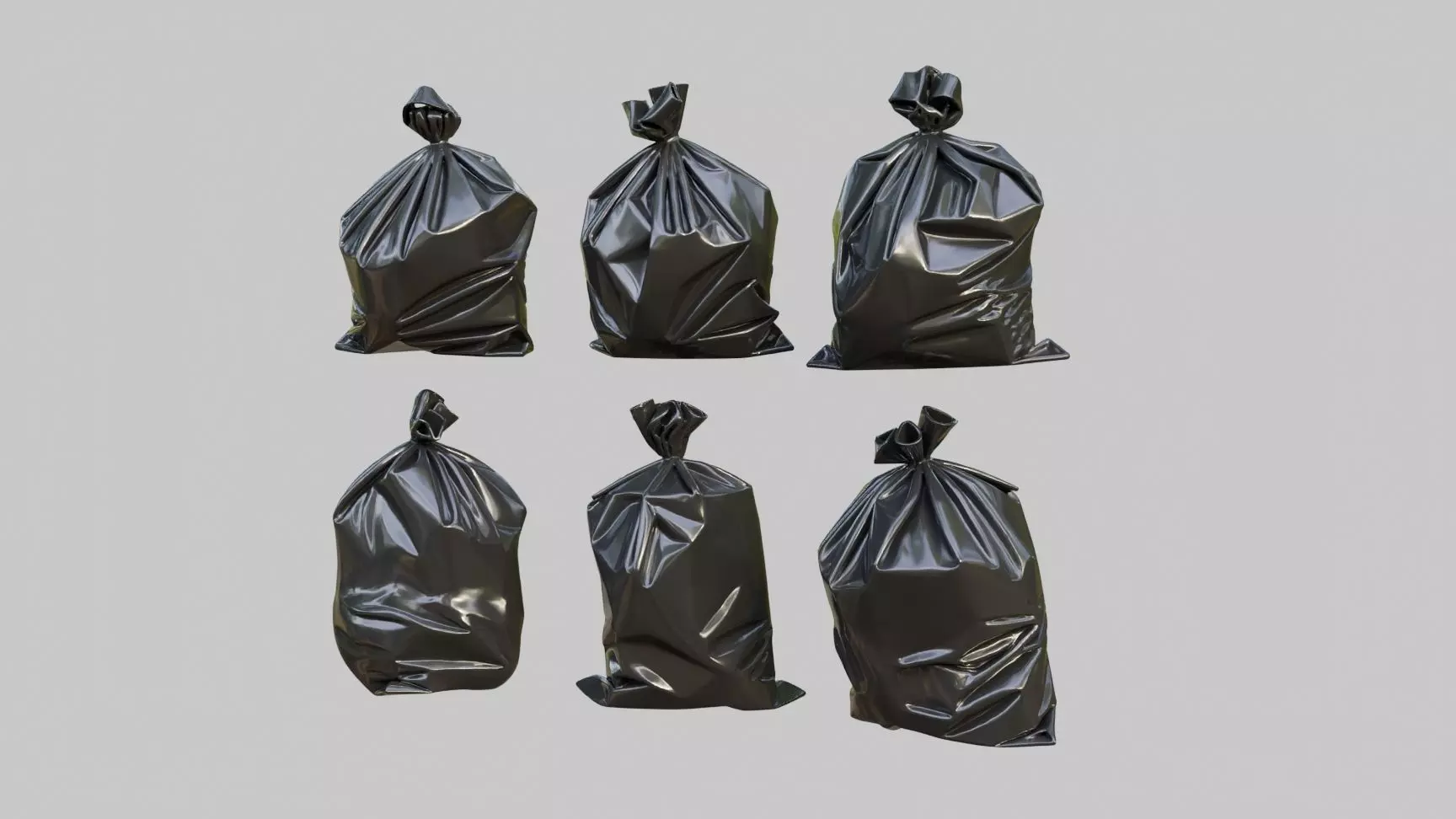 Black Garbage Bags Low-poly 3D model_2