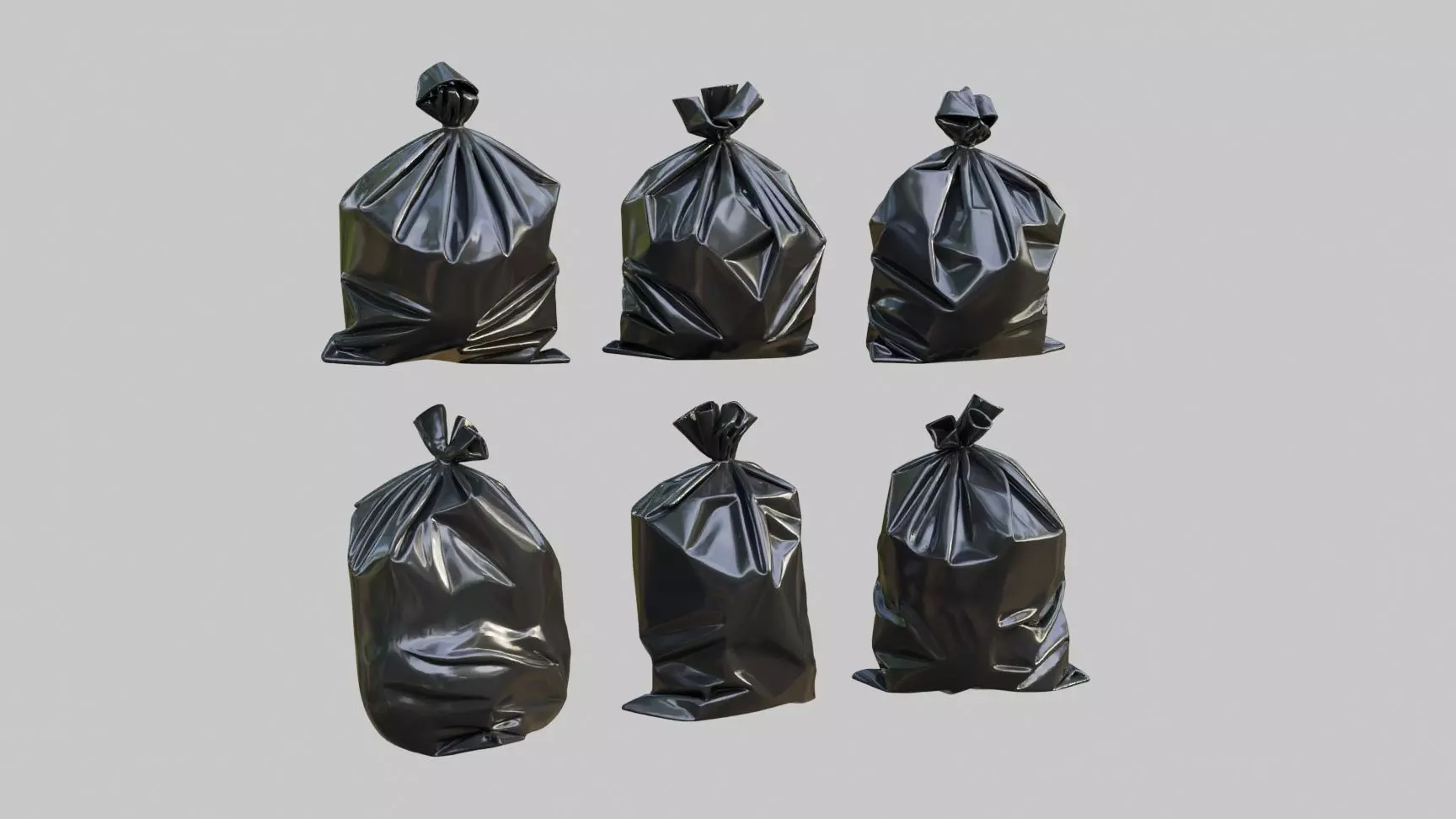 Black Garbage Bags Low-poly 3D model_1