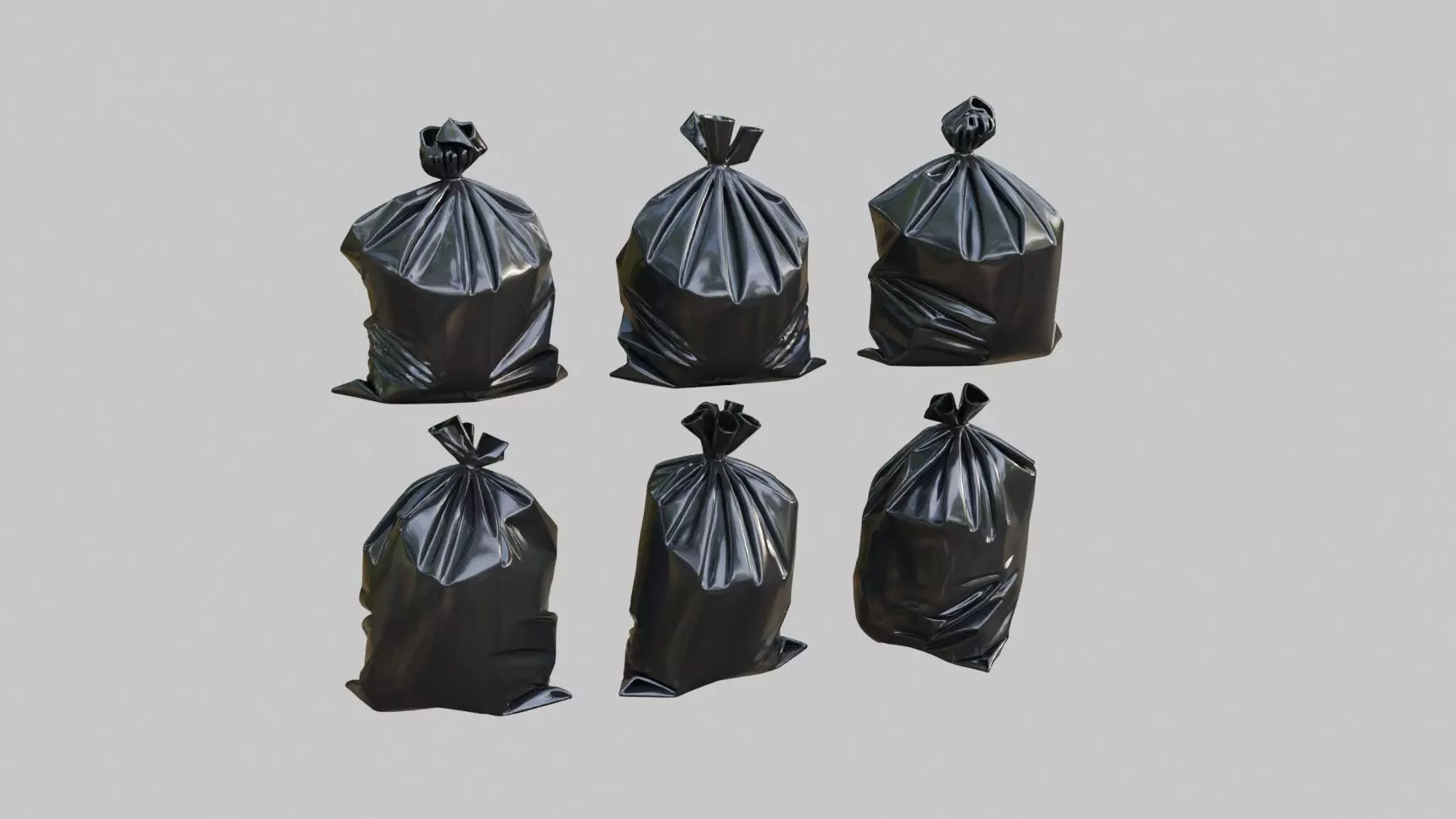 Black Garbage Bags Low-poly 3D model_3