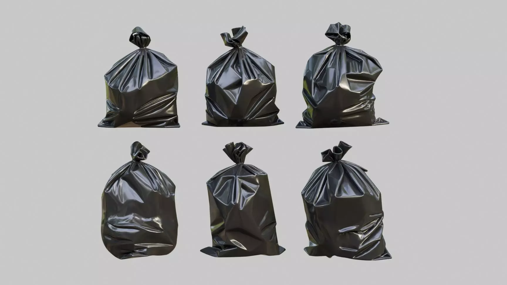 Black Garbage Bags Low-poly 3D model_0