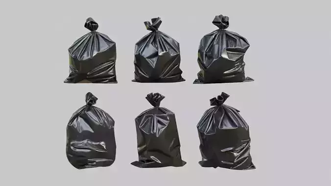 Black Garbage Bags Low-poly 3D model Black Garbage Bags Low-poly 3D model
