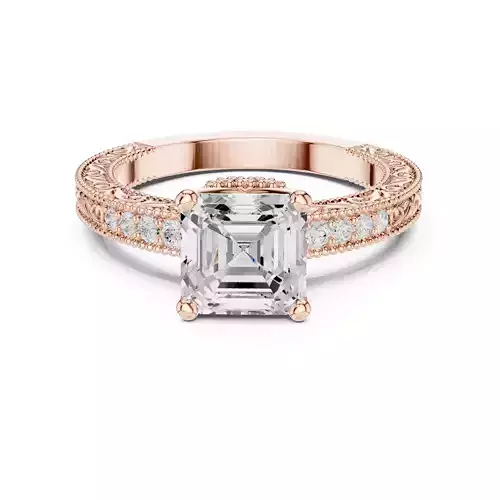 Asscher Cut Diamond Filigree Design Wedding Ring 3DM STL Video