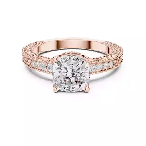 Cushion Cut Diamond Filigree Design Wedding Ring 3DM STL Video