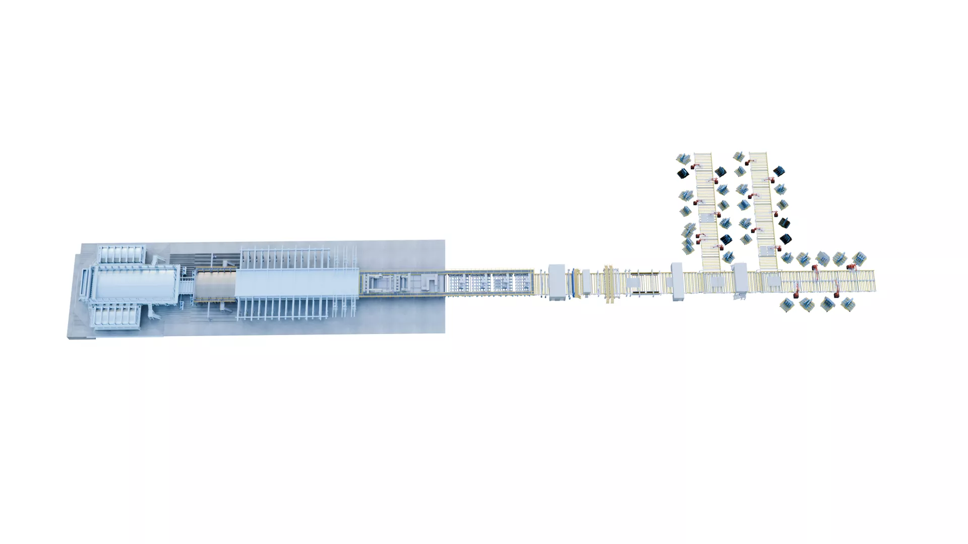Flat Glass Processing Production Line 3D Model 3D model