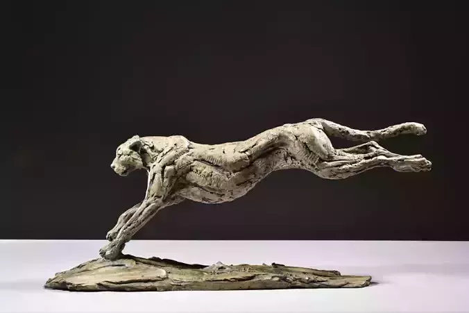 Running Cheetah Sculpture Dynamic Animal 3D Model Low-poly 3D model