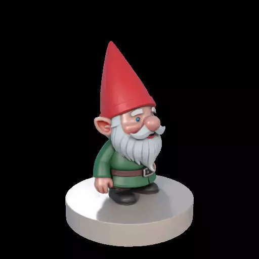 2198 Fairy Tale Gnome Color Full Body Figurine on Base 3D print model_24