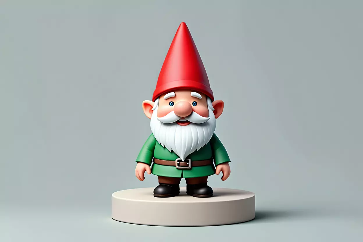2198 Fairy Tale Gnome Color Full Body Figurine on Base 3D print model_31