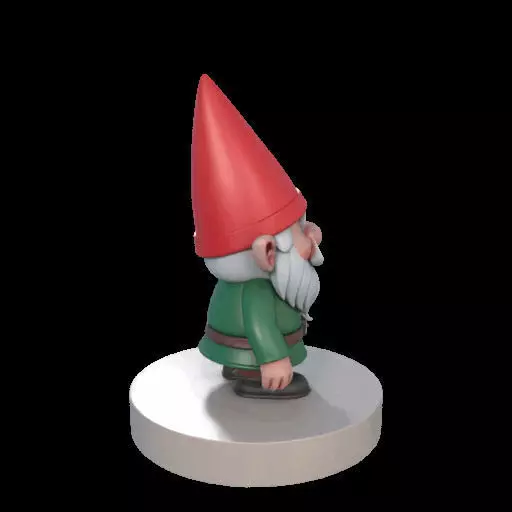 2198 Fairy Tale Gnome Color Full Body Figurine on Base 3D print model_29
