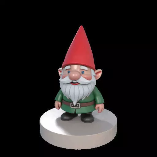 2198 Fairy Tale Gnome Color Full Body Figurine on Base 3D print model_22