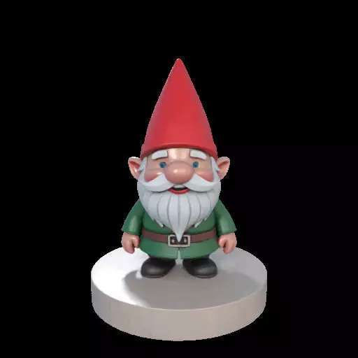 2198 Fairy Tale Gnome Color Full Body Figurine on Base 3D print model_0
