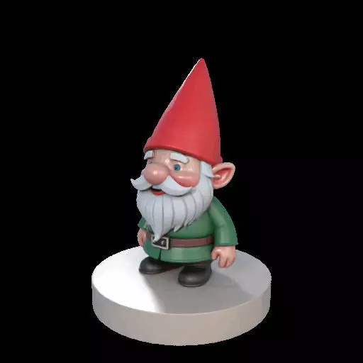 2198 Fairy Tale Gnome Color Full Body Figurine on Base 3D print model_20
