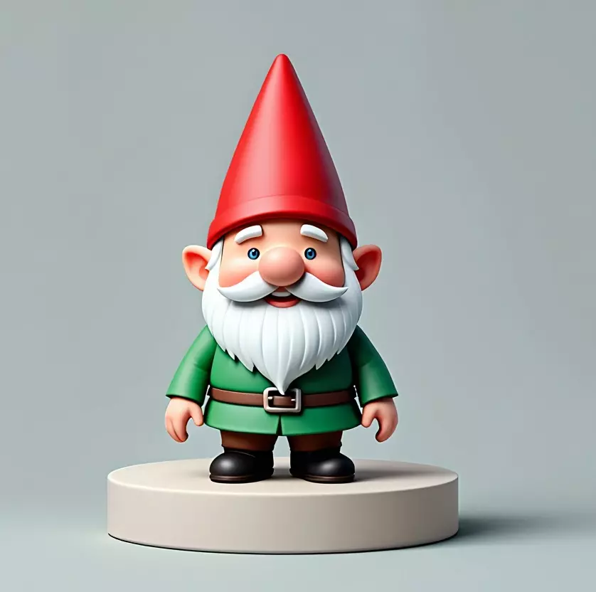2198 Fairy Tale Gnome Color Full Body Figurine on Base 3D print model_32