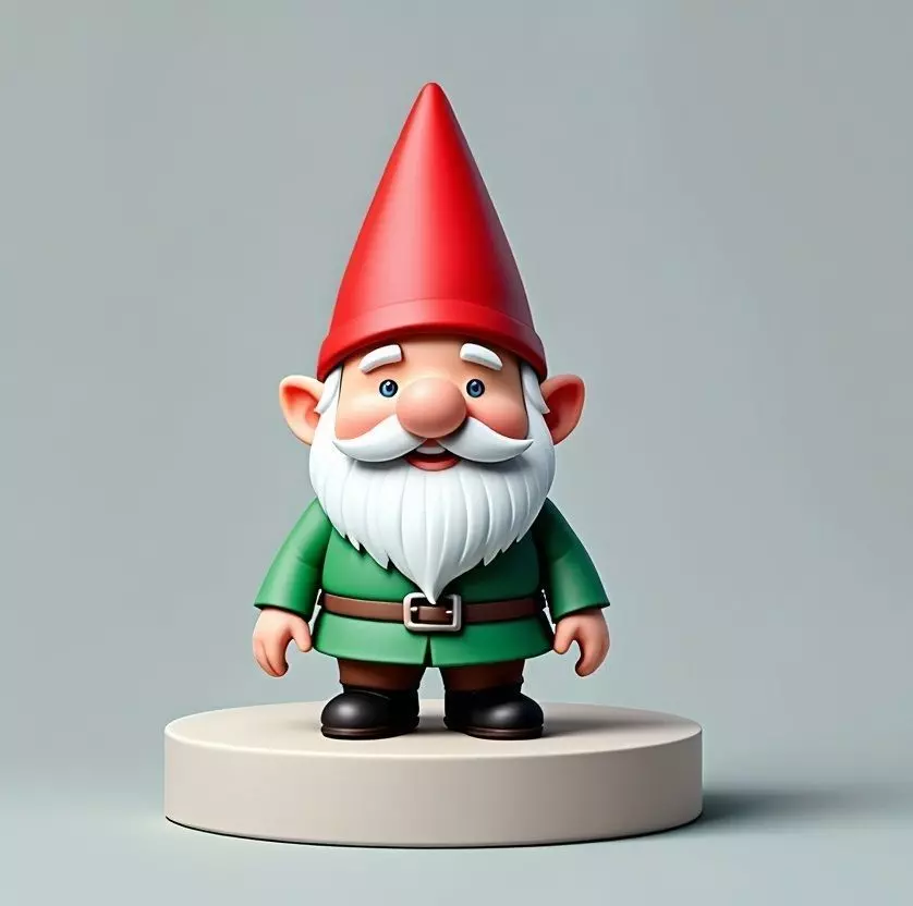 2198 Fairy Tale Gnome Color Full Body Figurine on Base 3D print model_35