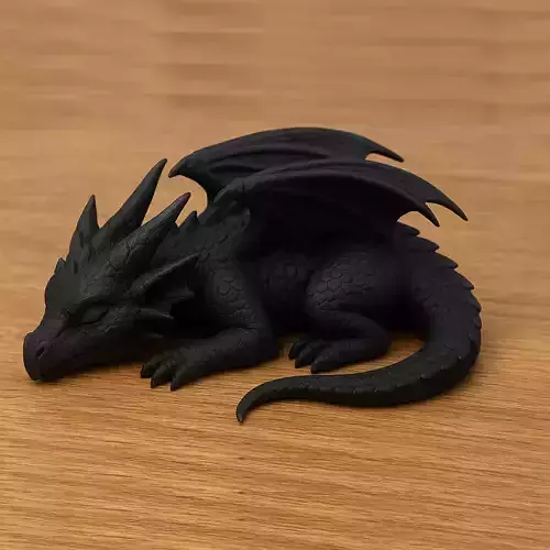 Sleeping Black Dragon Figure