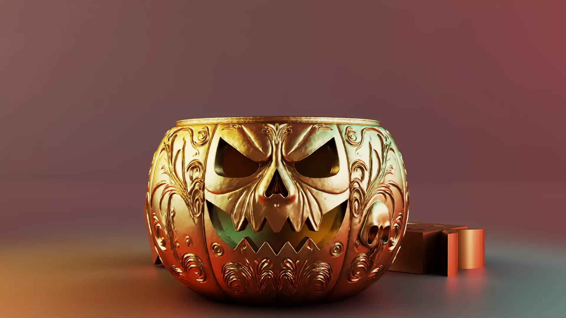 Halloween pumpkin Sculpture Desk Organizer Entryway Key Holder 3D print model_2