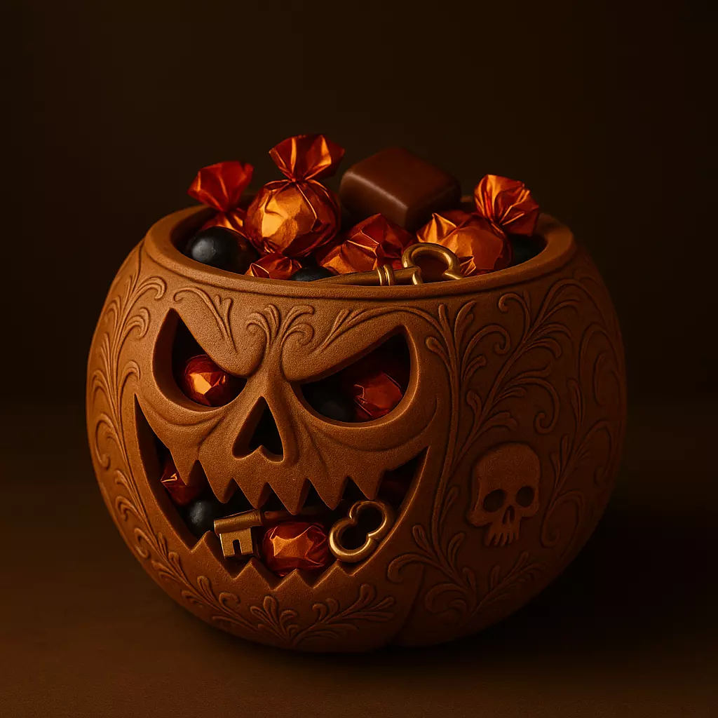 Halloween pumpkin Sculpture Desk Organizer Entryway Key Holder 3D print model_9