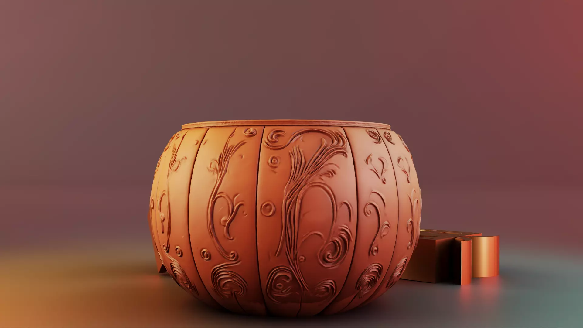 Halloween pumpkin Sculpture Desk Organizer Entryway Key Holder 3D print model_5