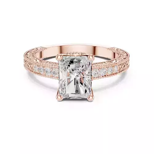 Radiant Cut Diamond Filigree Design Wedding Ring 3DM STL Video