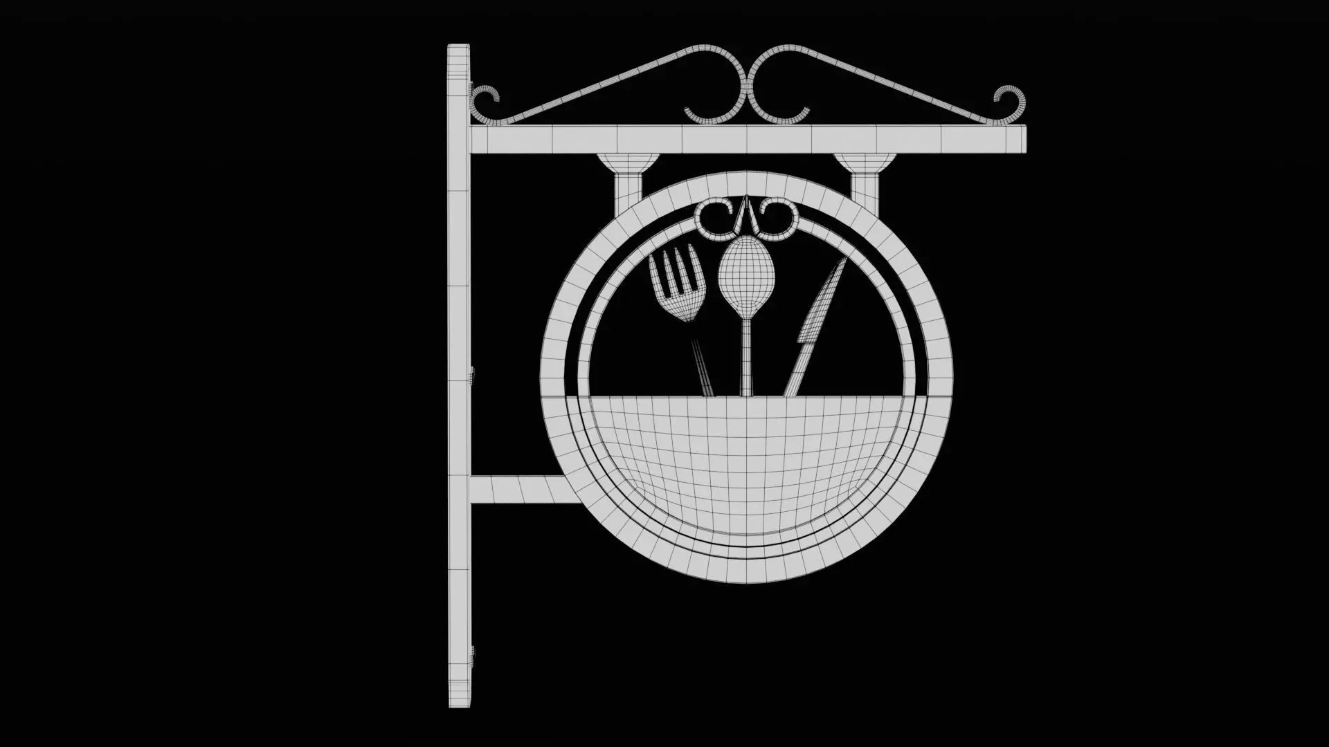 Restaurant Signboard Low-poly 3D model_6