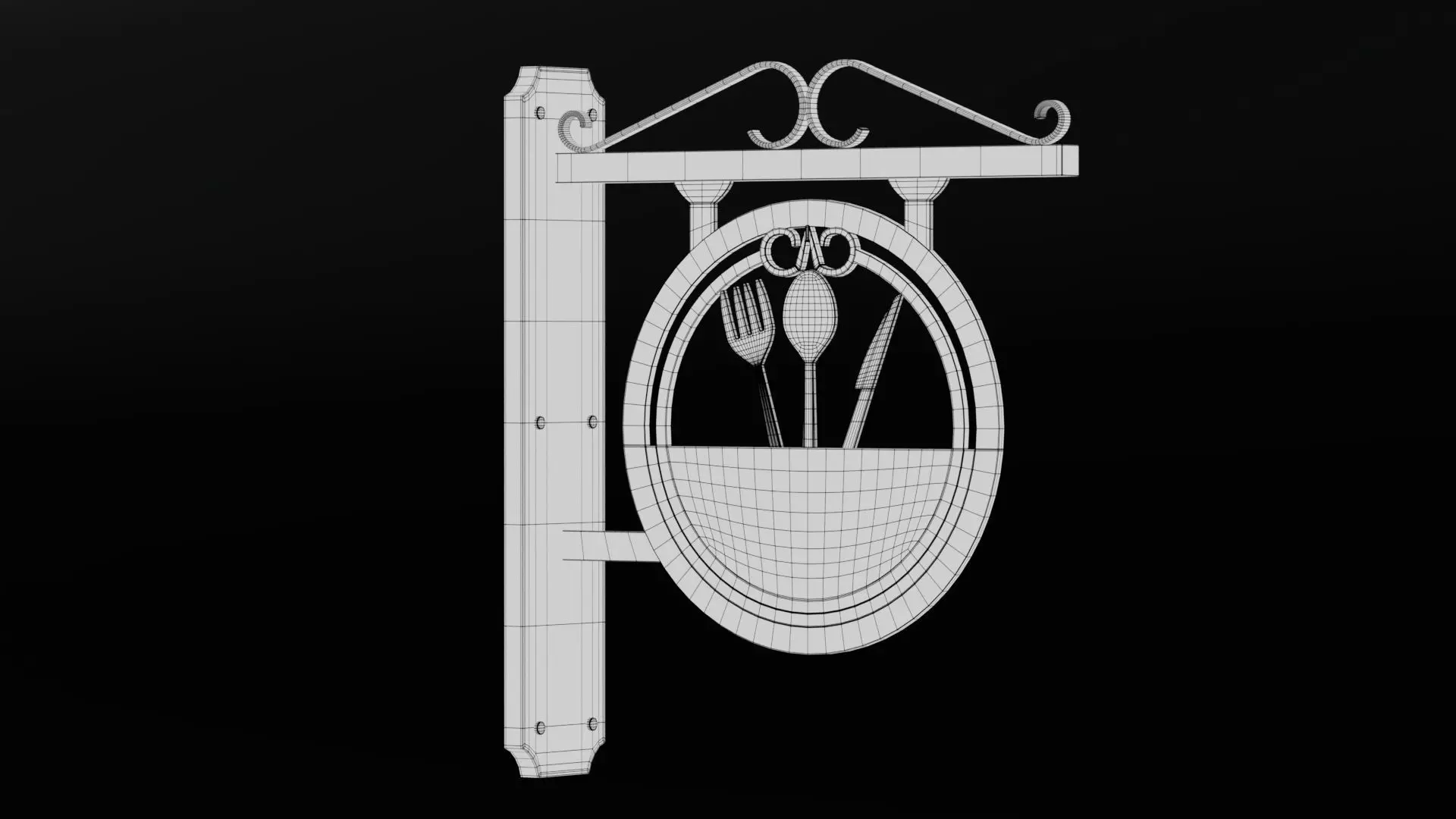 Restaurant Signboard Low-poly 3D model_7