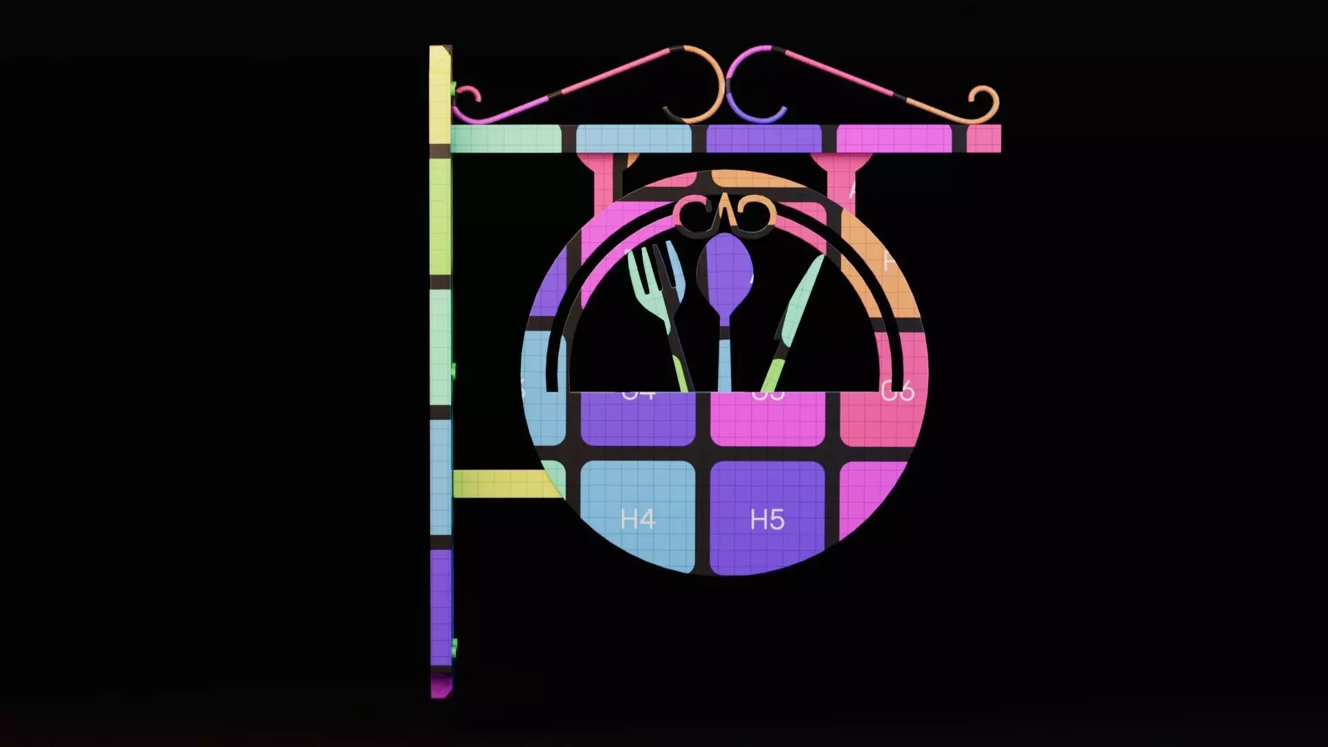 Restaurant Signboard Low-poly 3D model_9