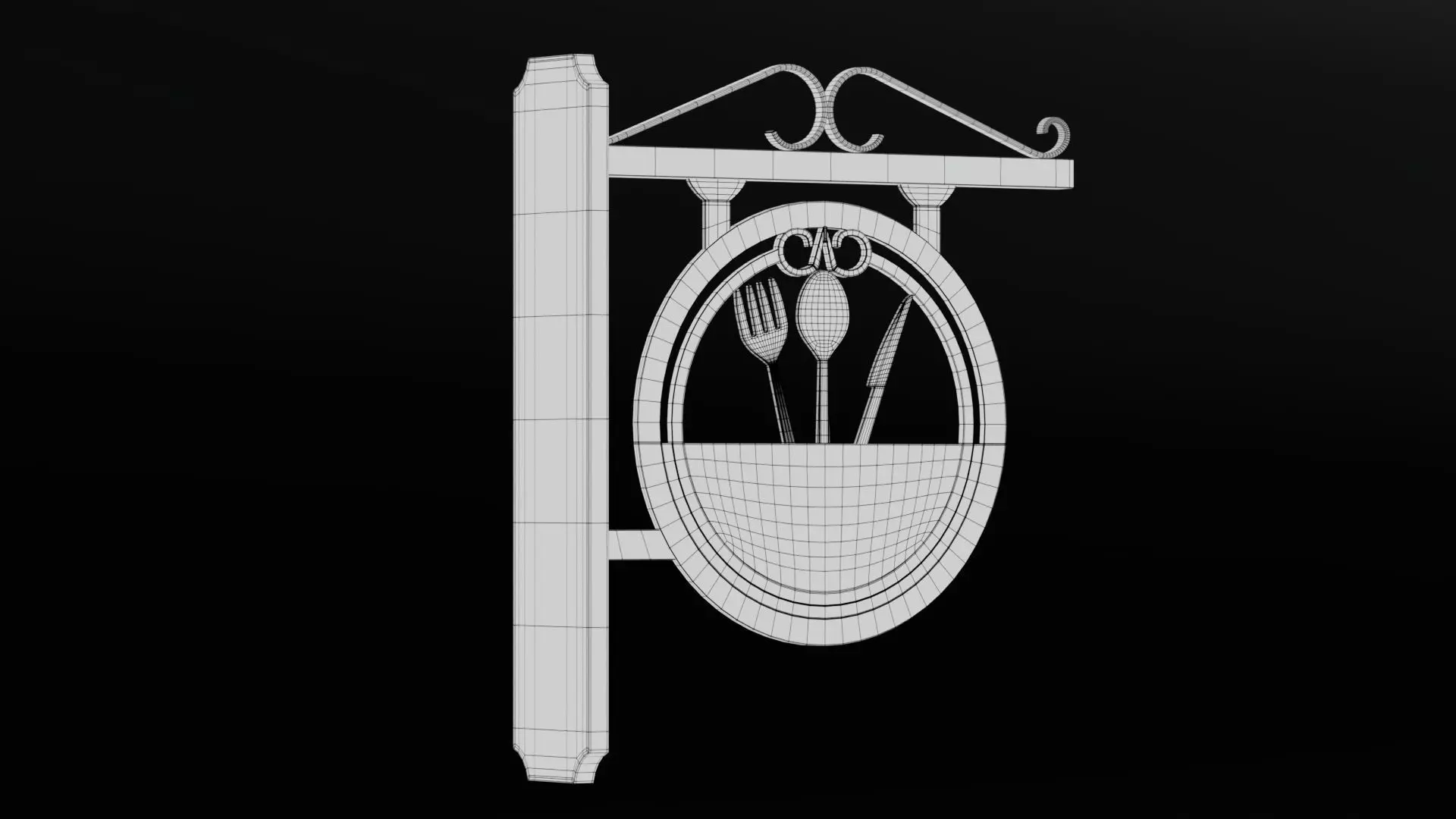 Restaurant Signboard Low-poly 3D model_8