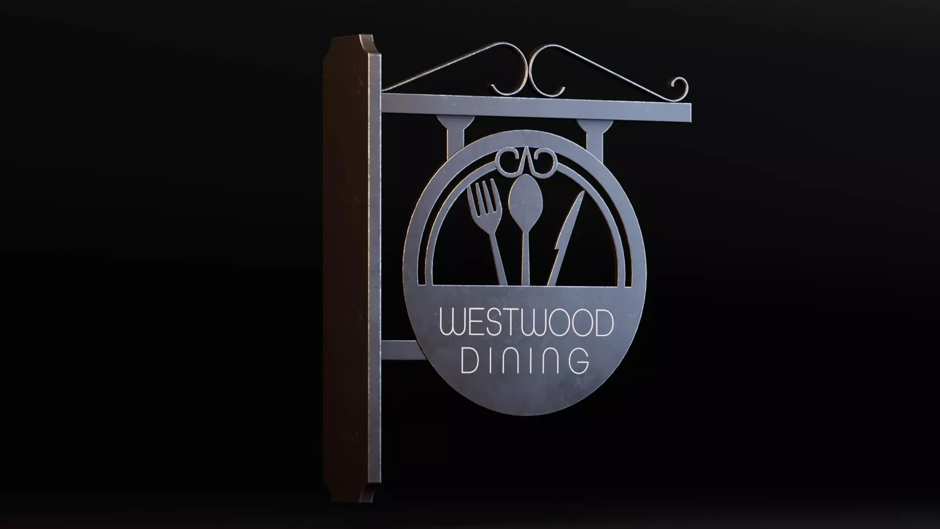 Restaurant Signboard Low-poly 3D model_1