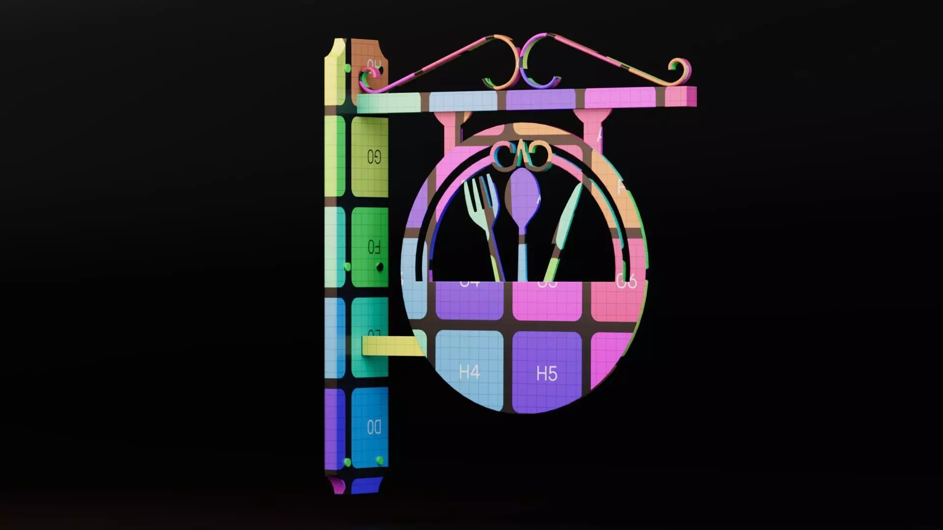 Restaurant Signboard Low-poly 3D model_10